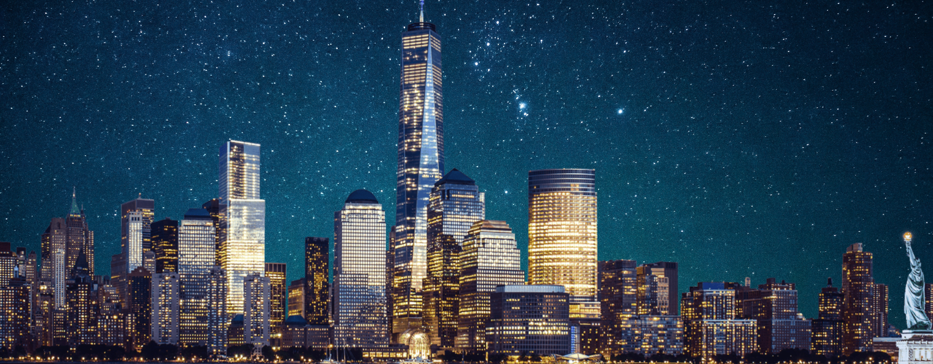 Skyline de Manhattan al atardecer, portada de la guía a pie